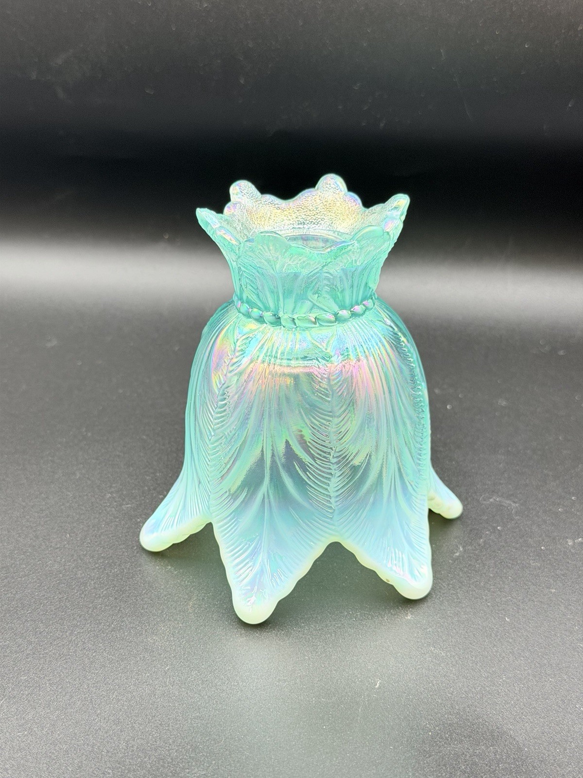 Fenton Aqua Opalescent Carnival Glass HOACGA 1996 Table Favor Nut Cup Candle