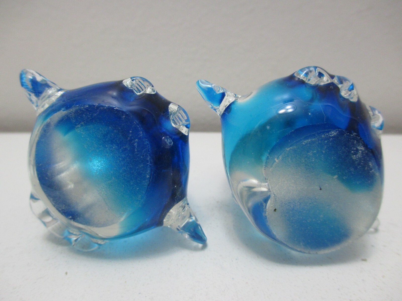 U.S. Commemorative Fine Arts Gallery Glass Penguin Figurines PAIR Aqua Blue