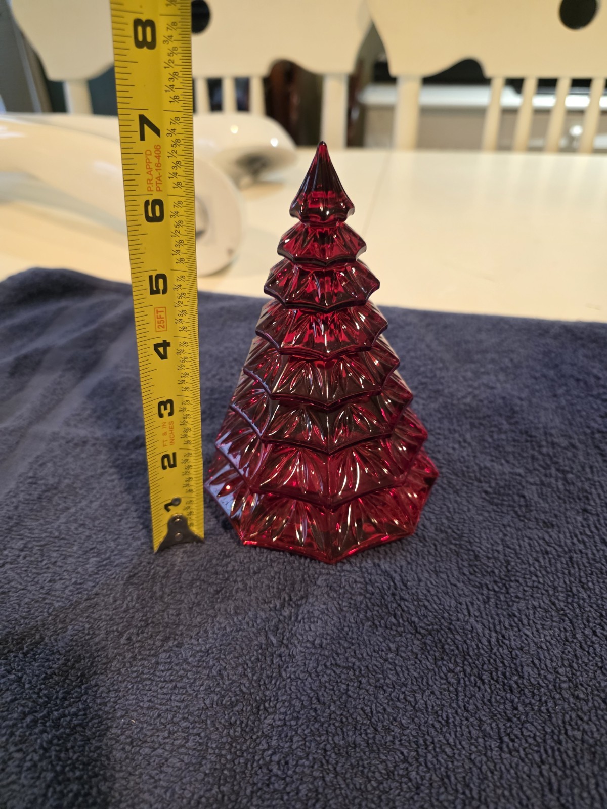 WATERFORD Crystal Christmas 6 1/2” Large Solid Red Tree W/ Label #145996 MINT #1
