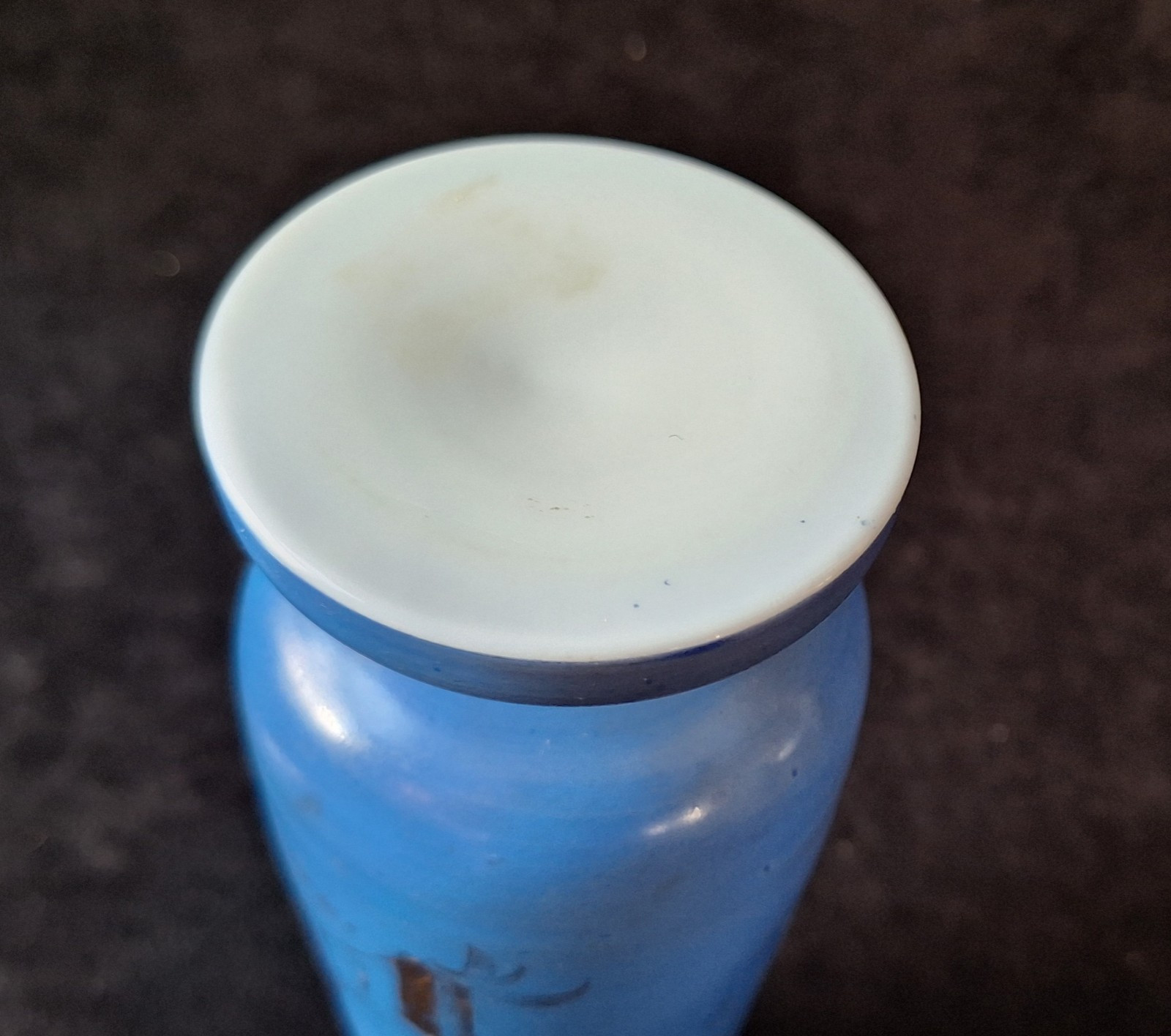 Antique Opalite French Blue Victorian Style Vase 8″