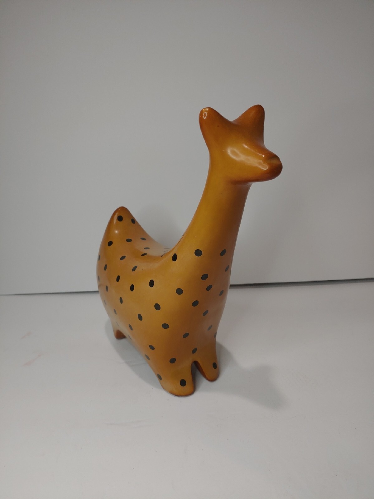 Peruvian Pottery Llama by Genaro Paz C Ceramic 10″ Signed Made in Peru FOLK