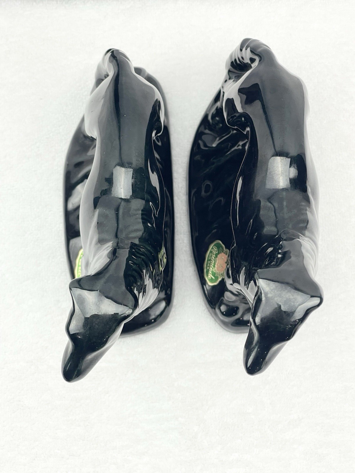 Vintage Rosemeade Black Wolfhound Pair Dogs 9” Long Beautiful Condition