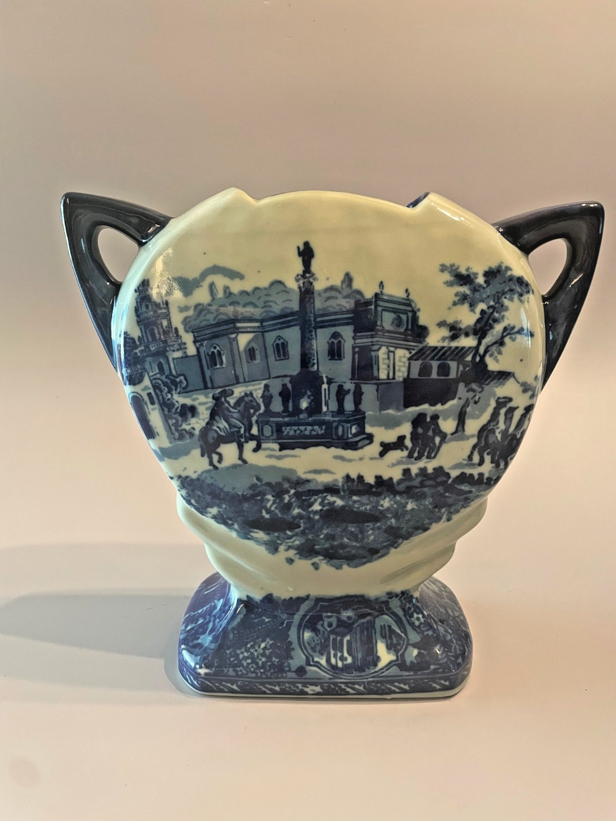 Unique Shape Vintage Victoria Ware Flow Blue Vase 8” Ironstone Marked