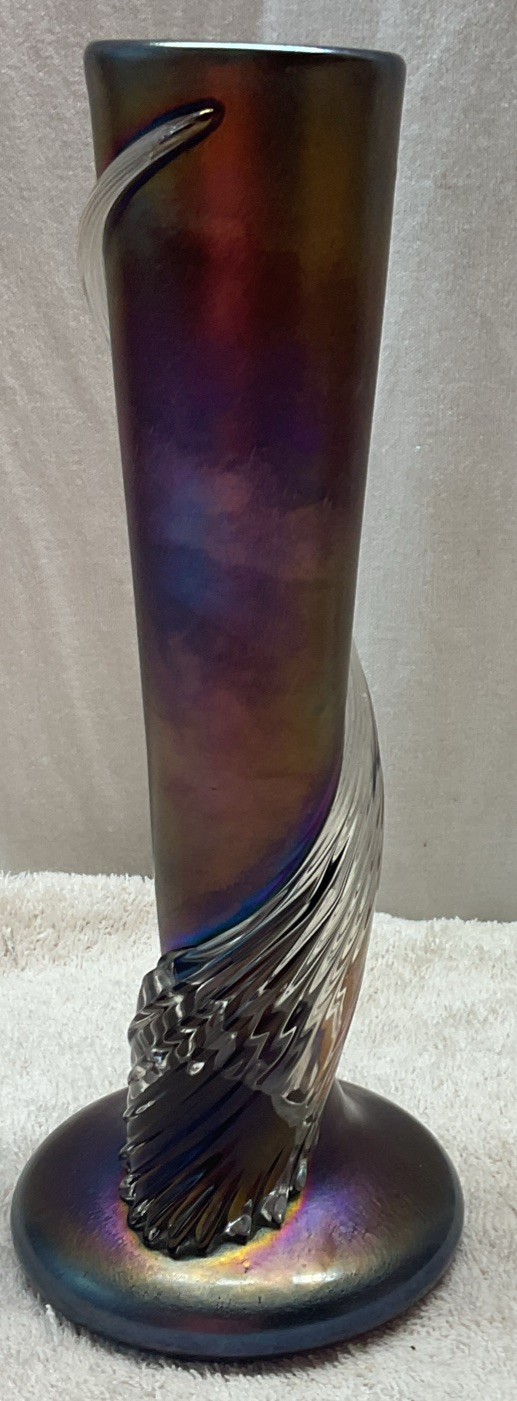 Nice Iridescent Purple Zellique Studio Joseph Morel 1998 Glass Vase Deco Design￼