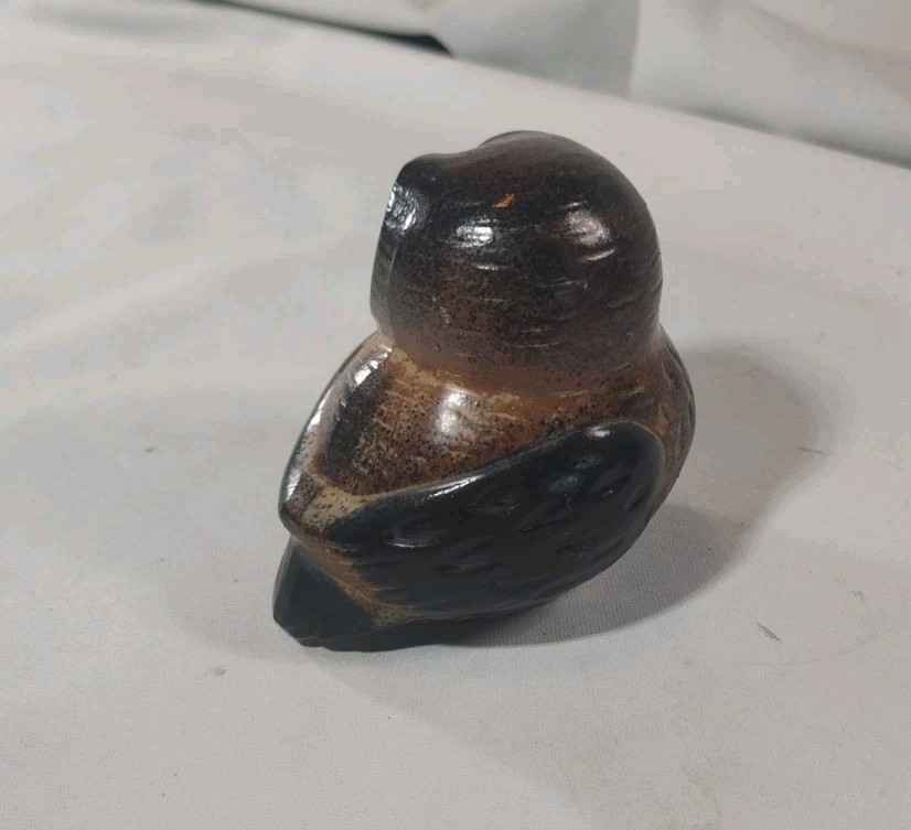 Stoneware Pottery Owl Figurine Vintage Japan Pottery
