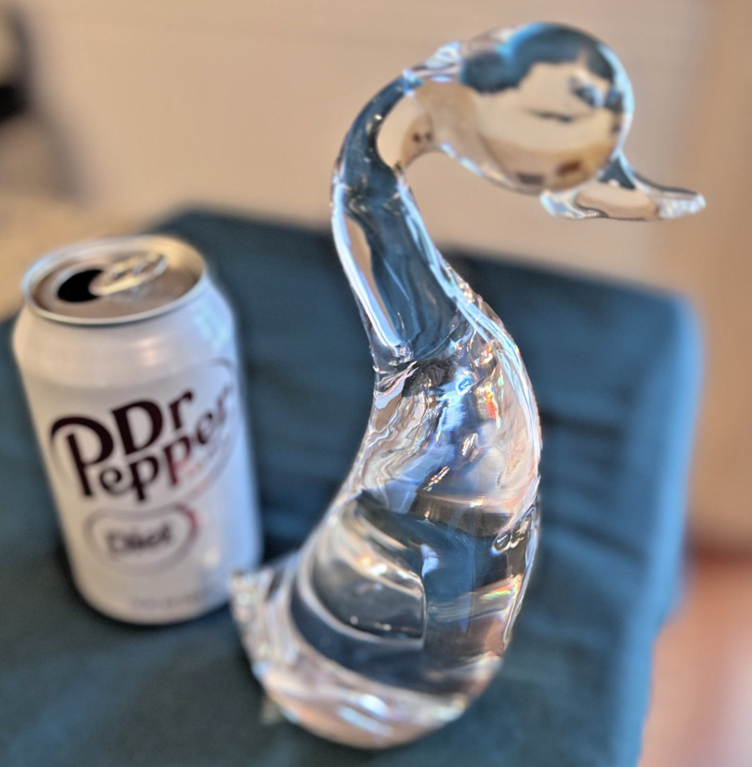 Steuben Crystal Large Duck Duckling Figurine #8129 Steuben Signed 8″ TALL