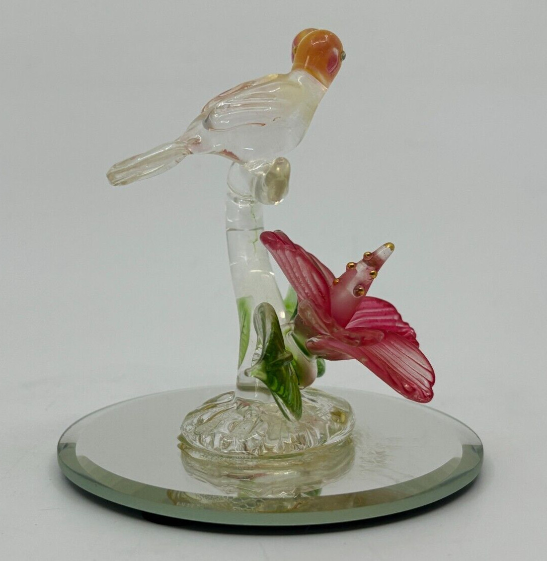Lot of 3 Miniature Spun Glass Bird Animal Figurines Swans Toucan Doves