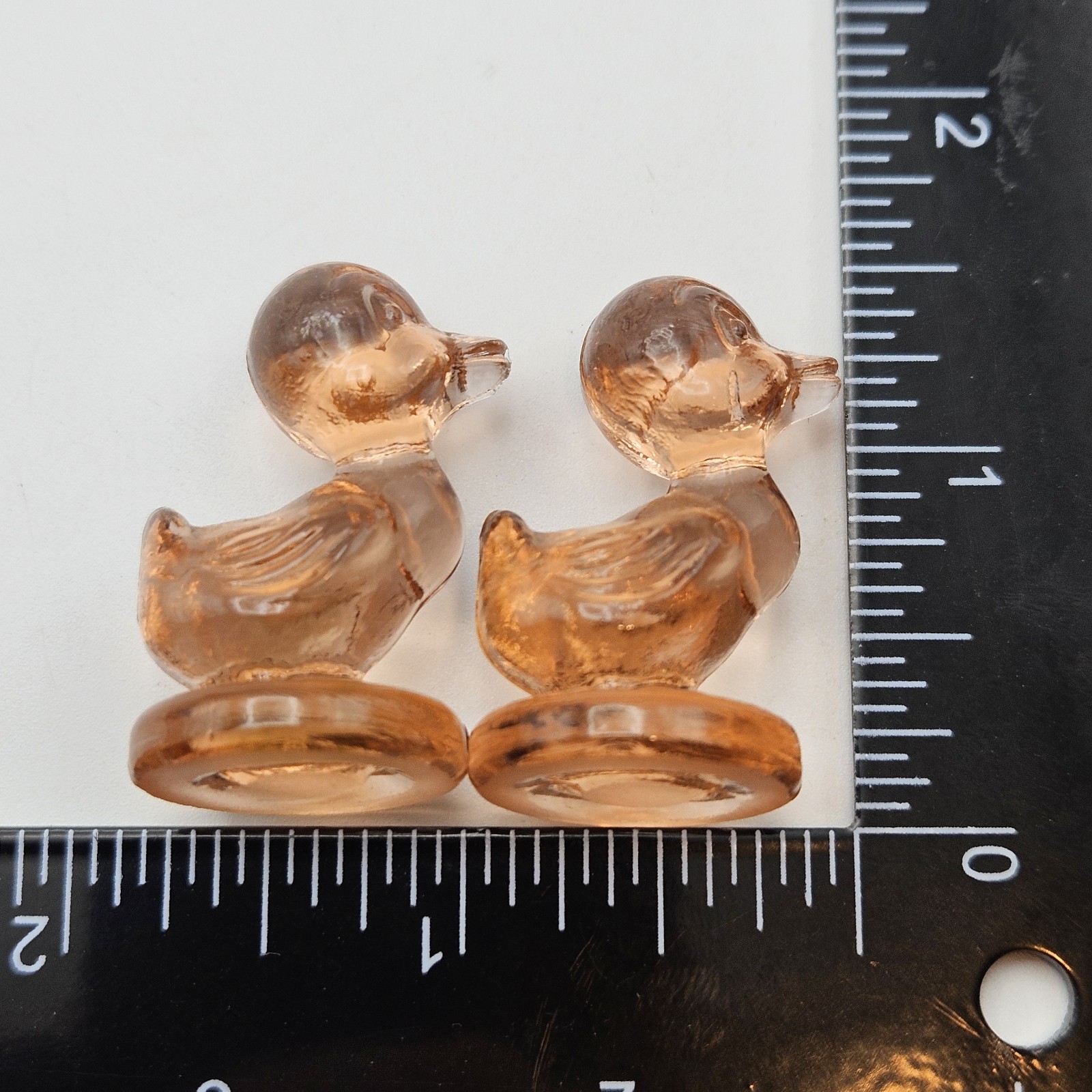 Boyds Glass ~ PAIR ~ Debbie Duck Ducklings ~ Light Rose ~ 1 1/2 inches