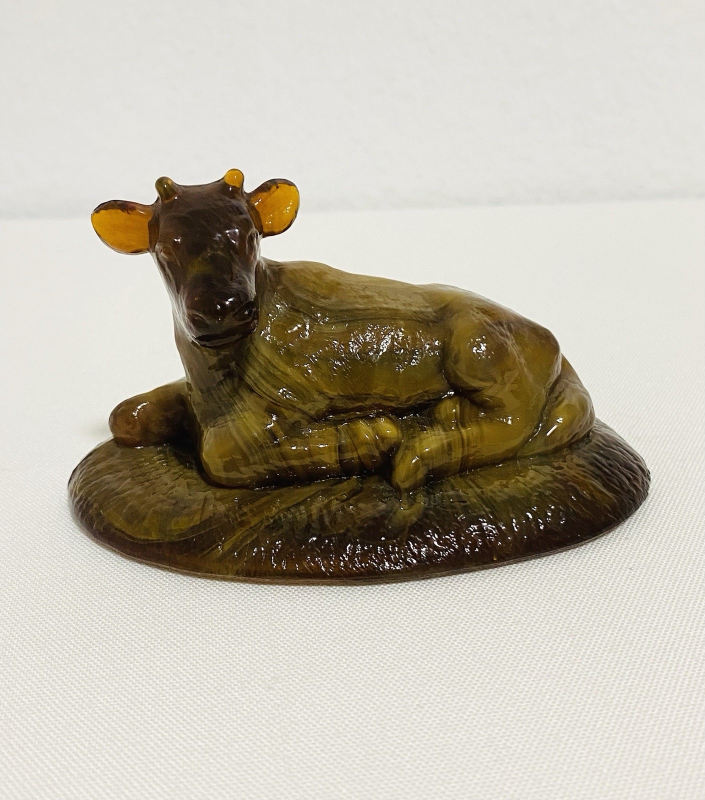 Boyd Crystal Art Glass “Mabel The Cow” #10 Toffee Slag Vintage 5/30/2000