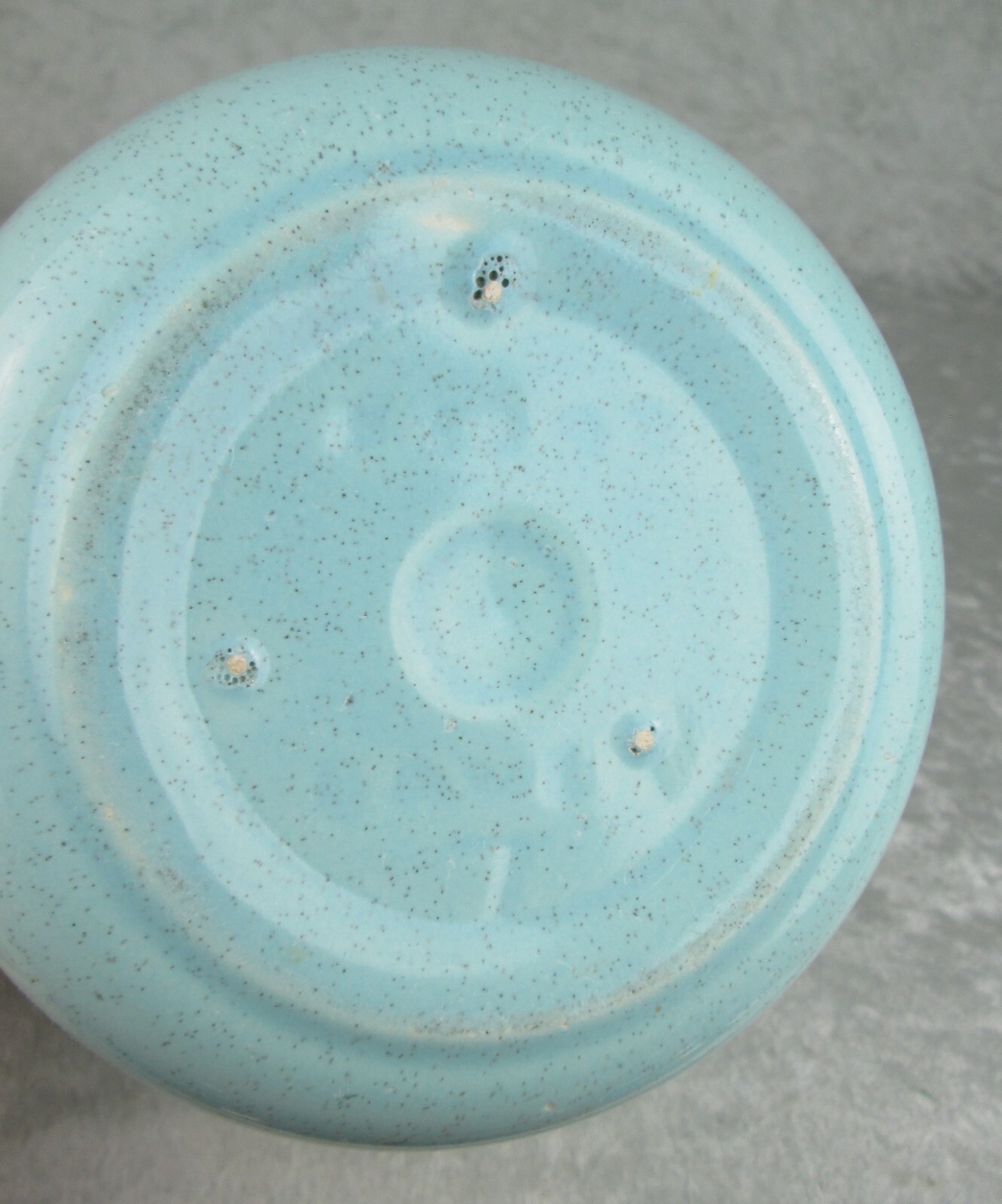Bauer Pottery Planter Speckled Robin Egg Blue 6-1/4 inch Tall 7 inch Diameter