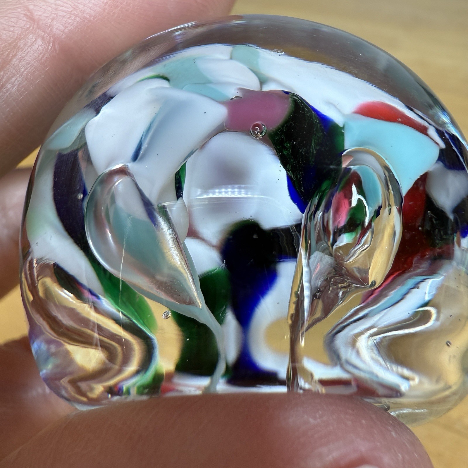 Vintage St Clair Lampwork Art Glass Paperweight Floral Multicolor Read