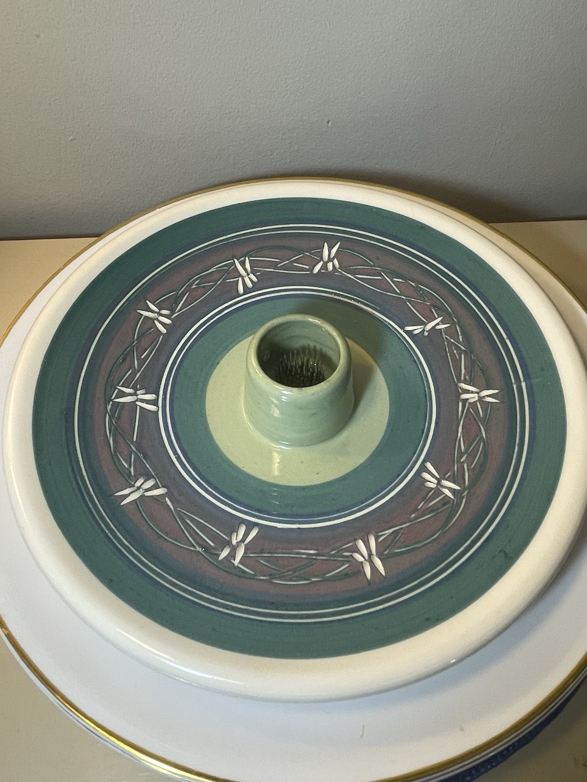 Japanese Ikebanaware Vase Plate/ Bowl 11.5 Inches