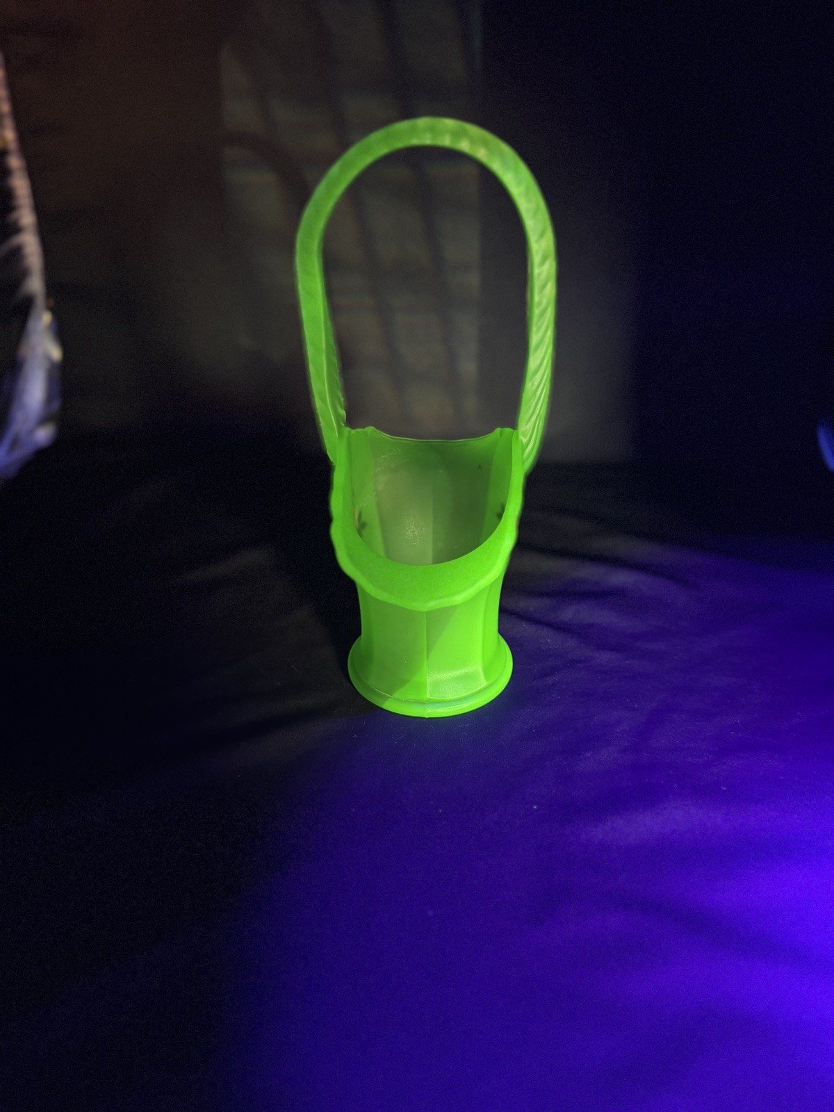 Vintage Tiffin Green Satin Glass 10.5 Tall Bride’s Basket UV Reactive