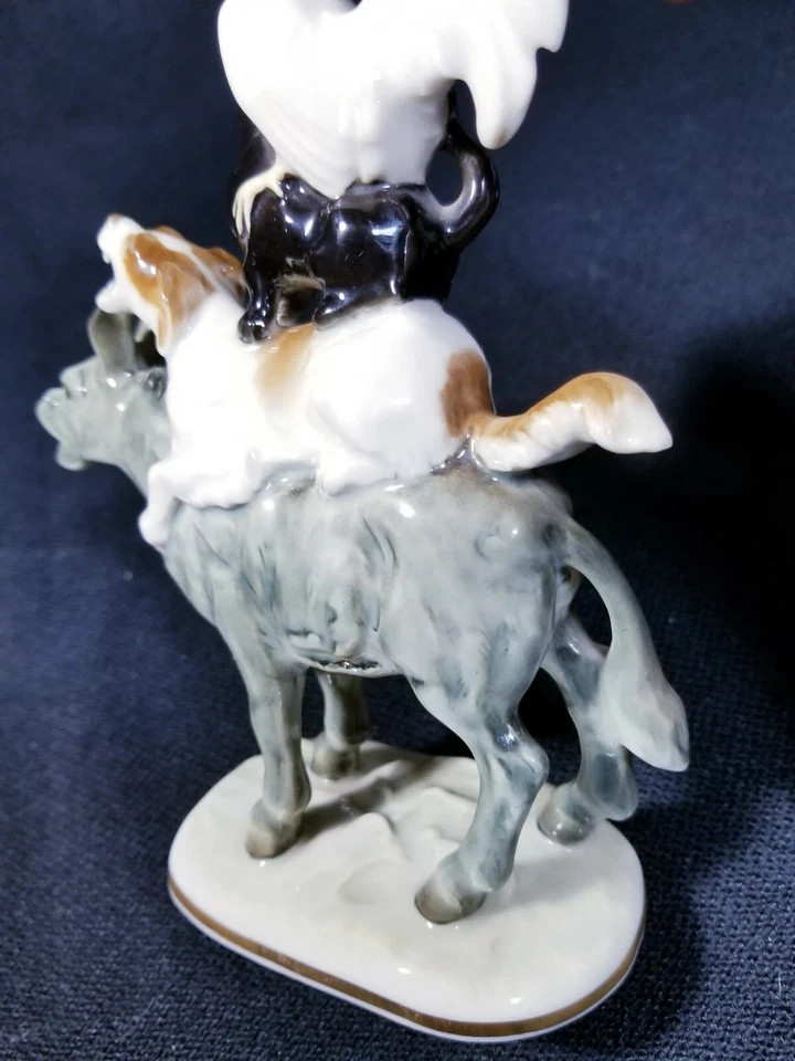 Hutschenreuther Donkey Dog Cat Rooster Grim Fairy Tale German Figure 7.5″ tagged