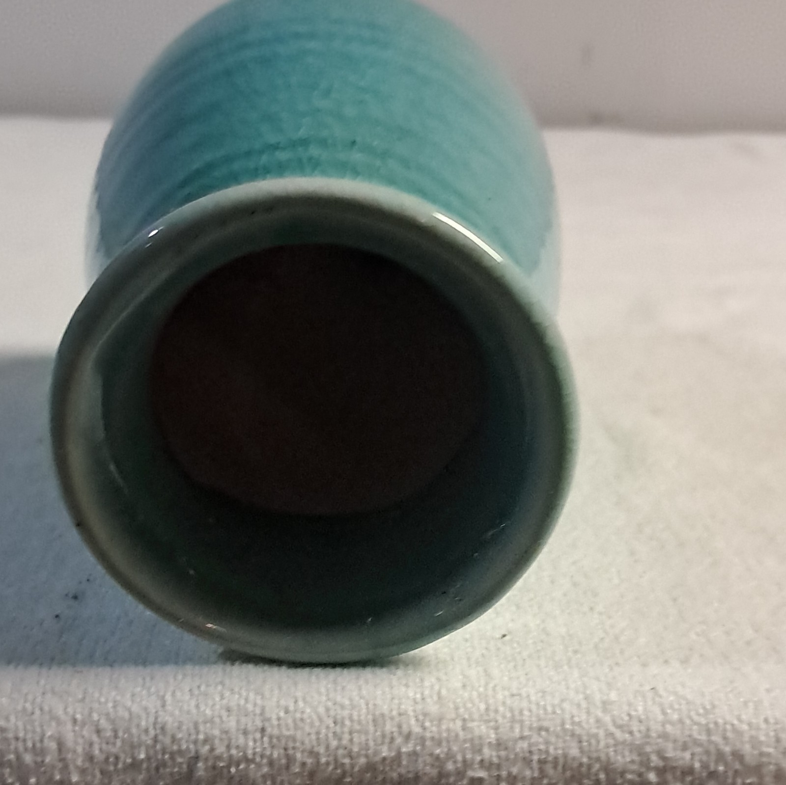 Blue & Green Crackle Ceramic Vase, Art Pottery, Glossy Finishv