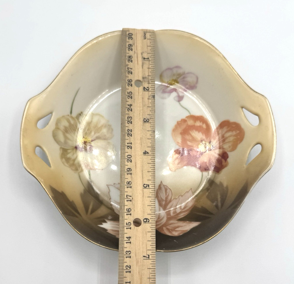 Antique RS Germany Reinhold Schlegelmilch Hand Painted Floral Gilt Plate Tray