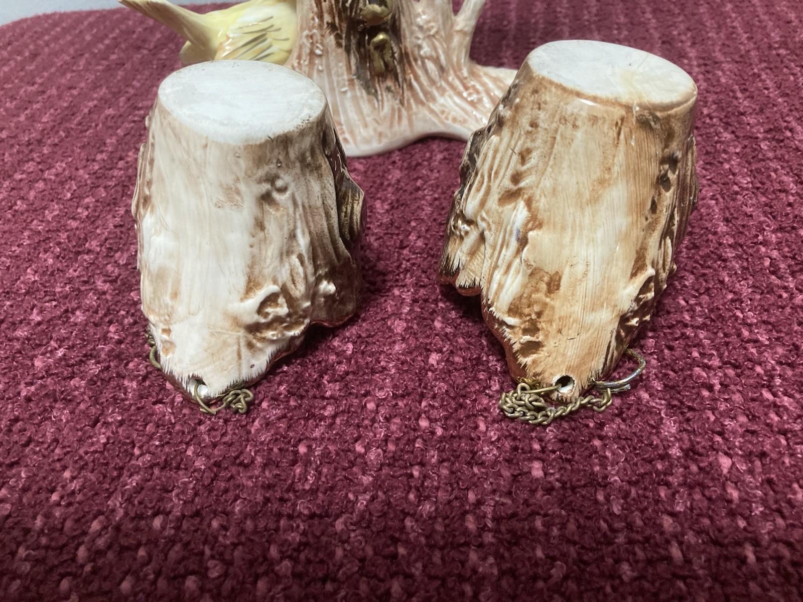 Vintage Ucagco Figurine Canary Birds on a Tree w/Basket Nest Japan (See Pics)