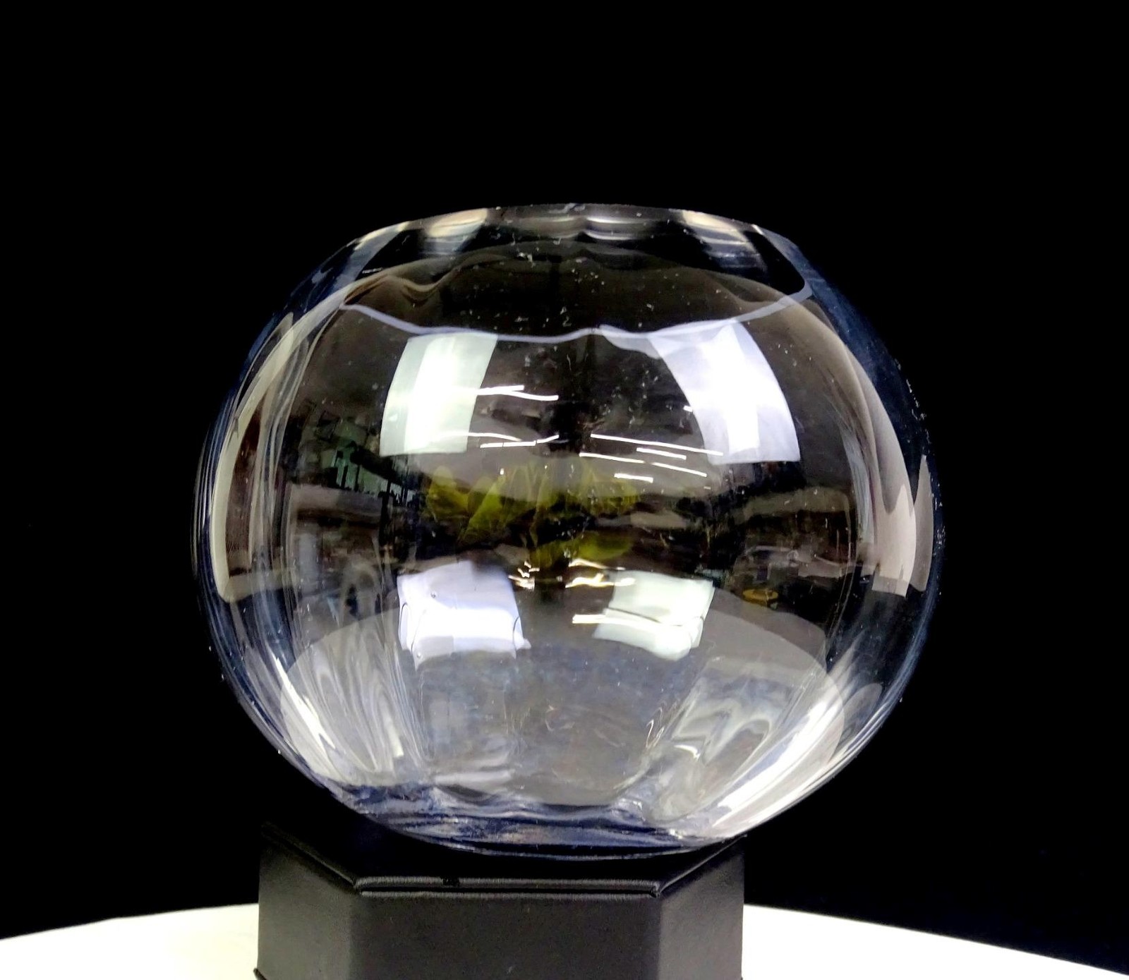 Industria Vetraria Valdar Italy Panel Optic Clear Glass 4 1/4″ Rose Bowl Vase
