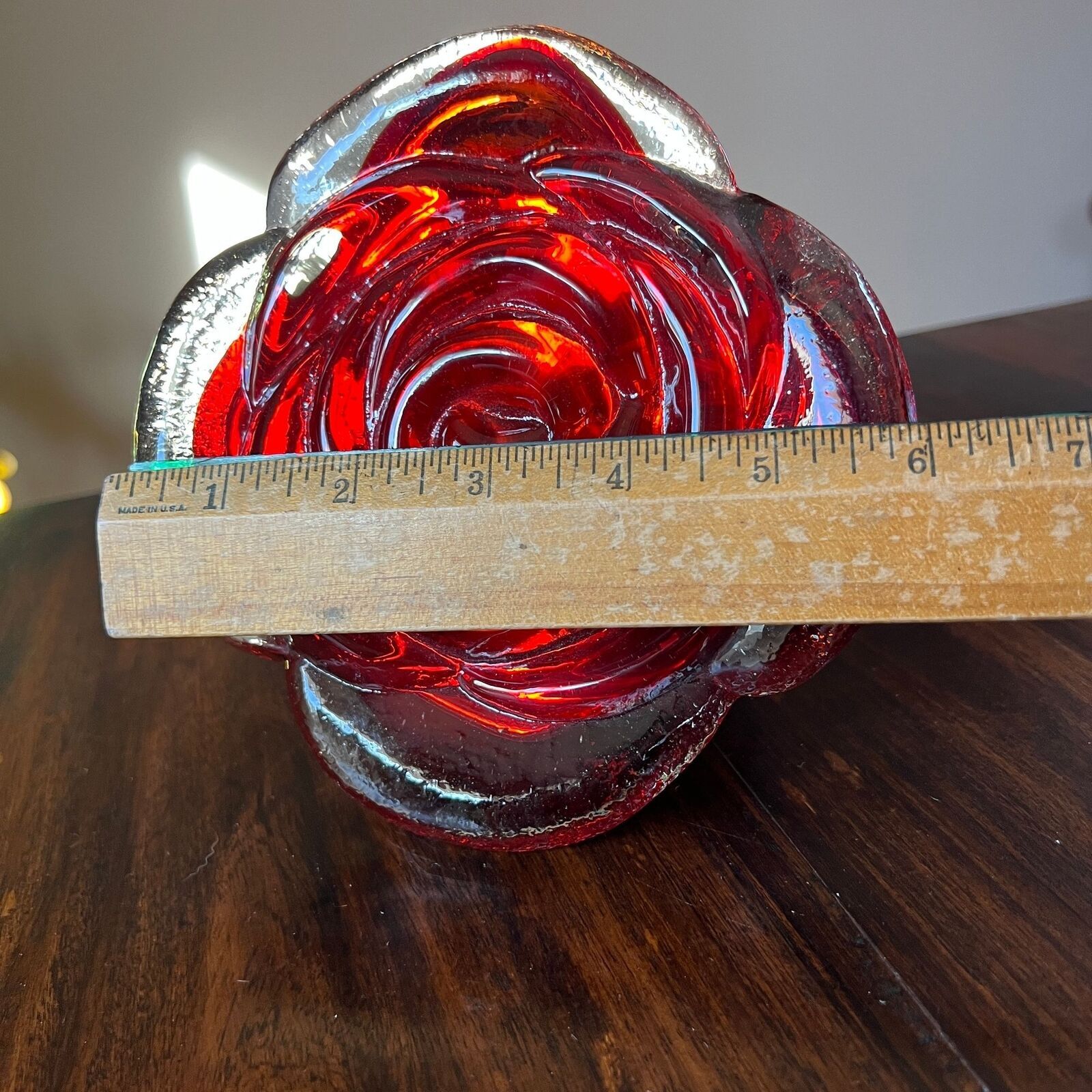 Glass Rose Art Glass Sculpture Floral Valentines Romantic Feminine Whimsy