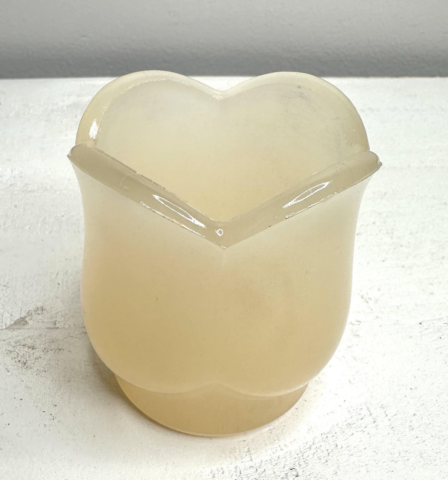 Uranium Glass Tulip Votive Candle Cup Glossy Opalescent Alacite Style UV Glow