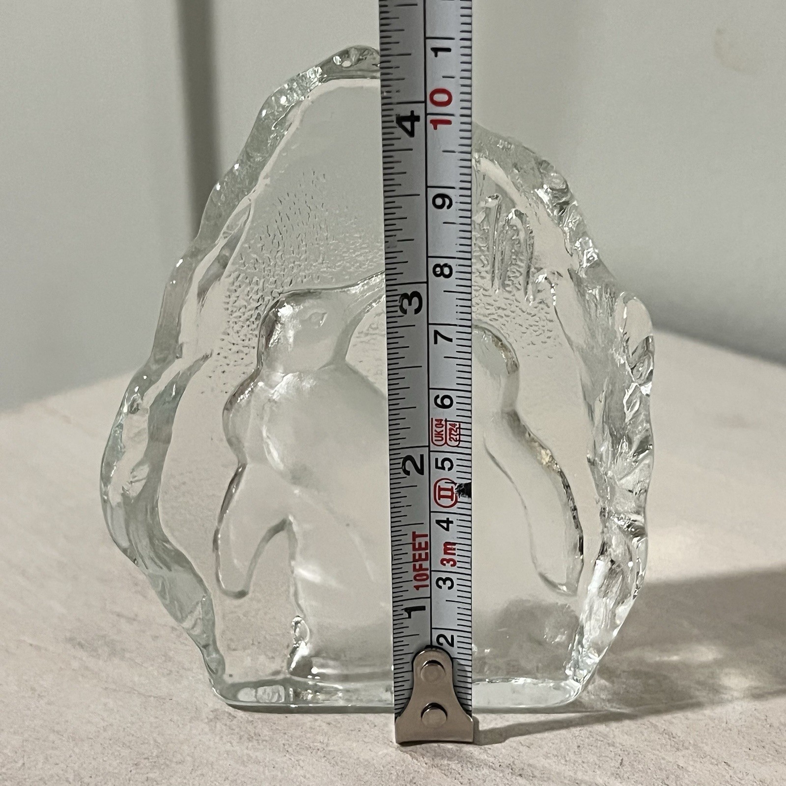 Mats Jonasson Penguin Carved Lead Crystal Sculpture Sweden Paperweight
