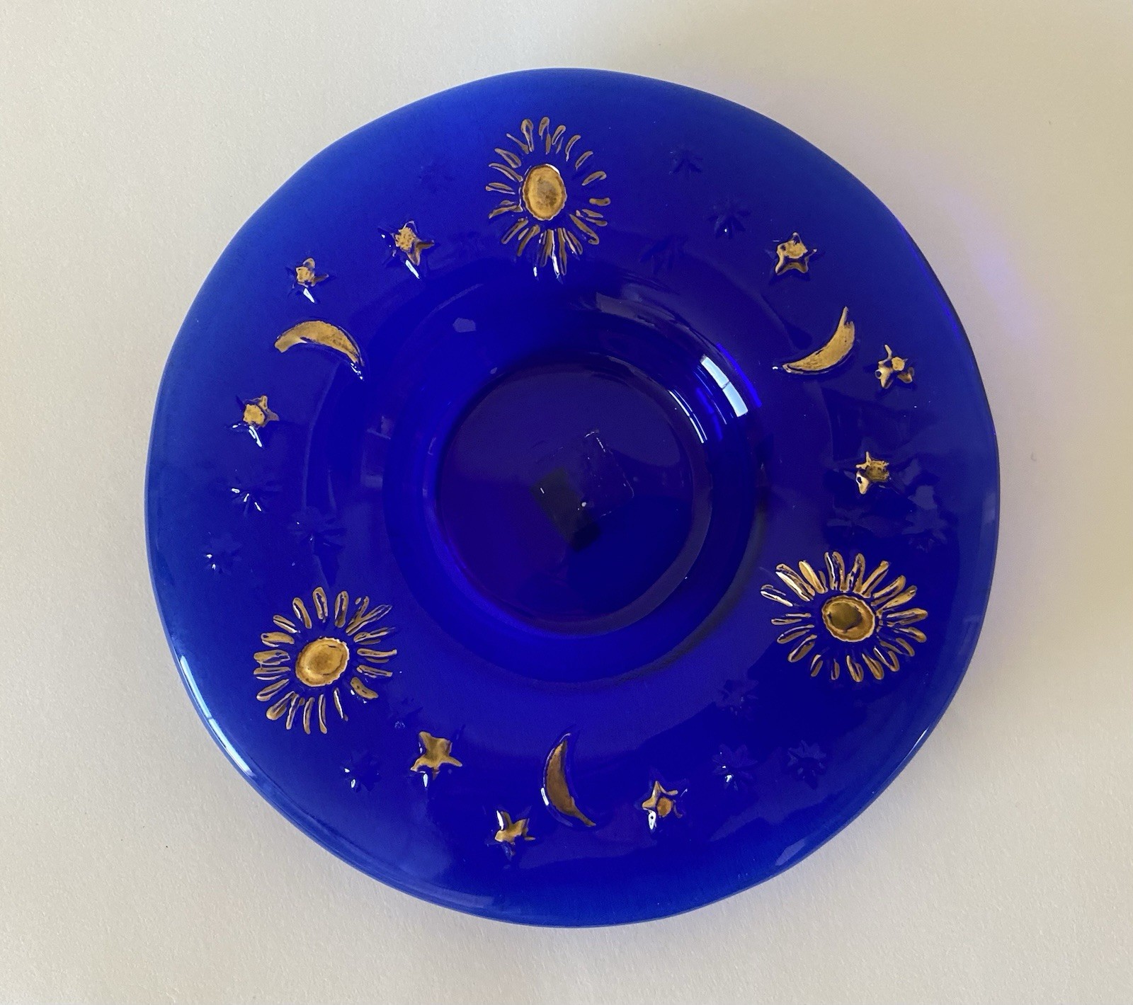 Sun Moon Star Celestial Blue Ashtray Trinket Candle Holder Whimsigoth 90s Y2K