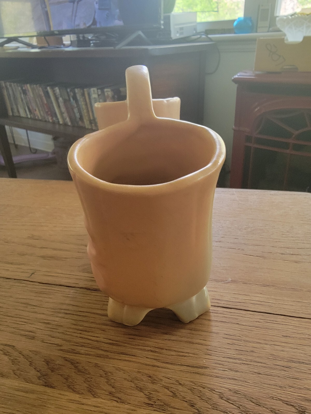 Weller Pottery Wild Rose Double Vase w/ Handle Peach/Pink/Green