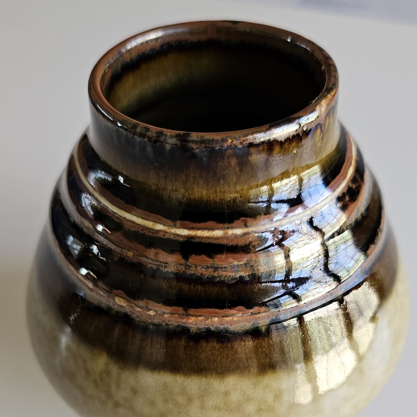 Rörstrand Sweden BAMBOO Vase Olle Alberius Mid Century Modern Art Pottery 4.5″