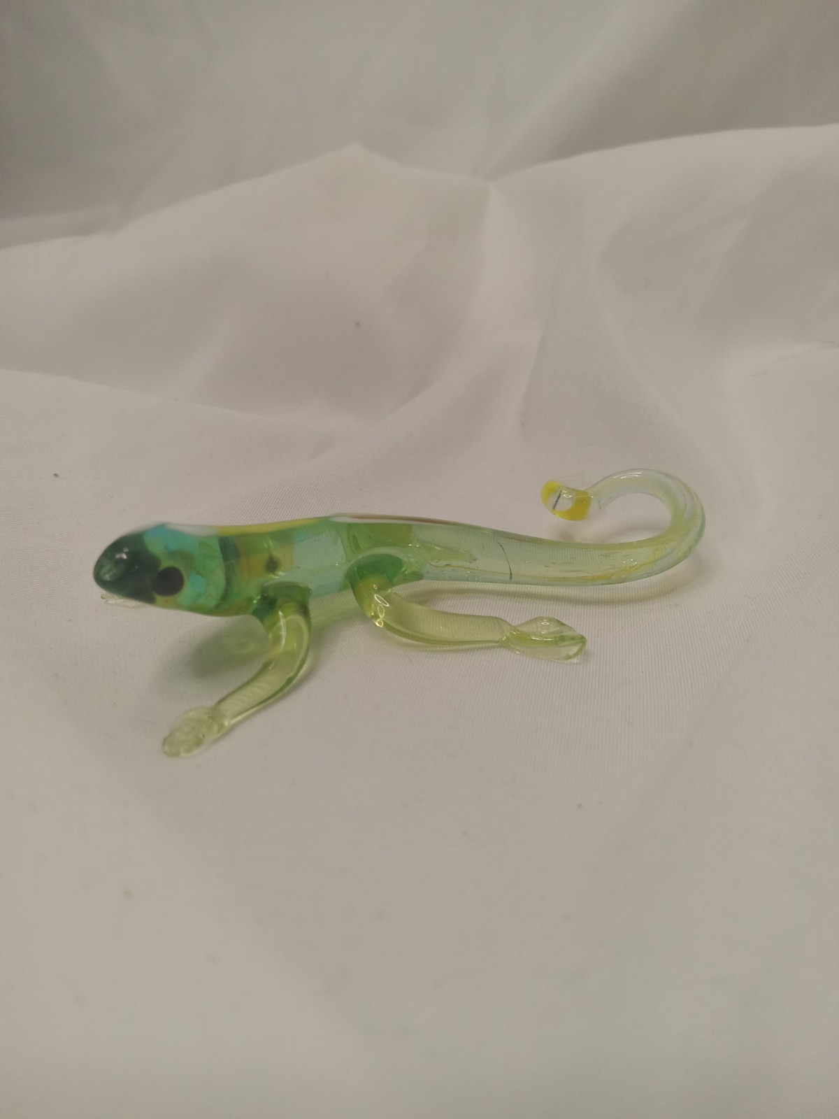 Hand Blown Murano Style Art Glass 3.25″ Green Gecko Lizard Reptile Figurine