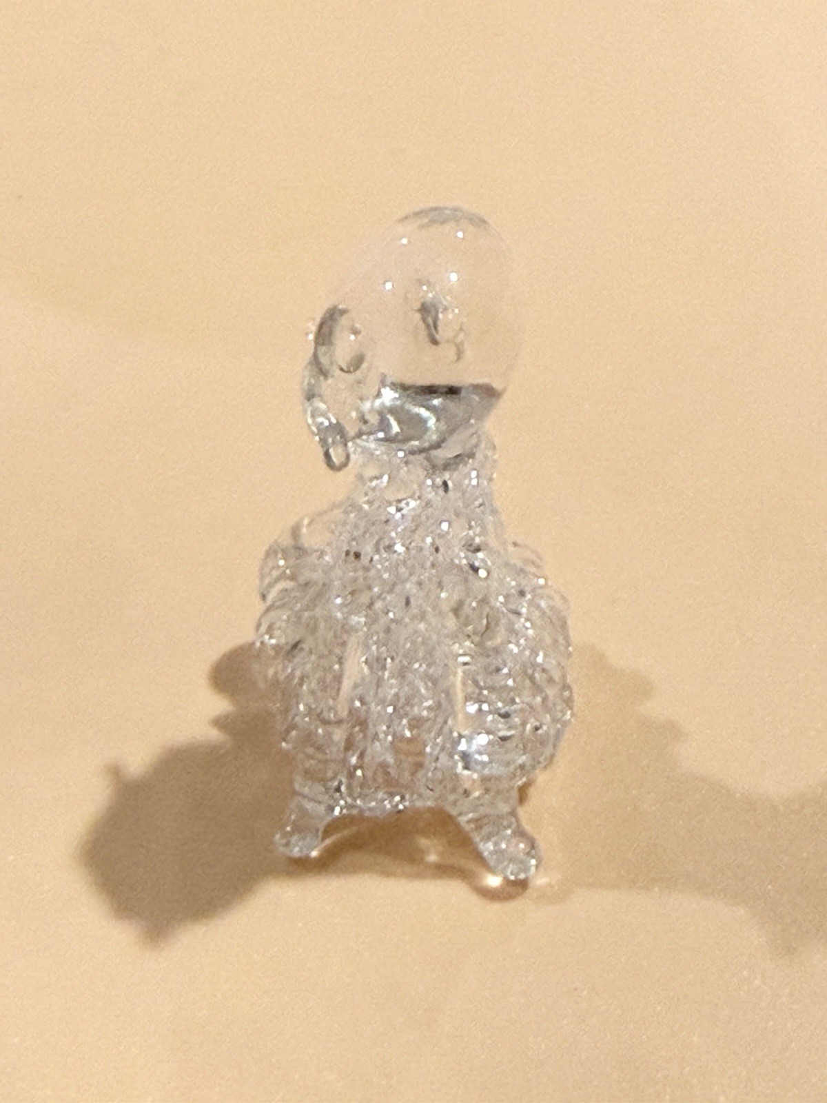 Mini 1” Clear Glass Duck Figurine Decorative Collectible Glossy Finish -Ear Gone