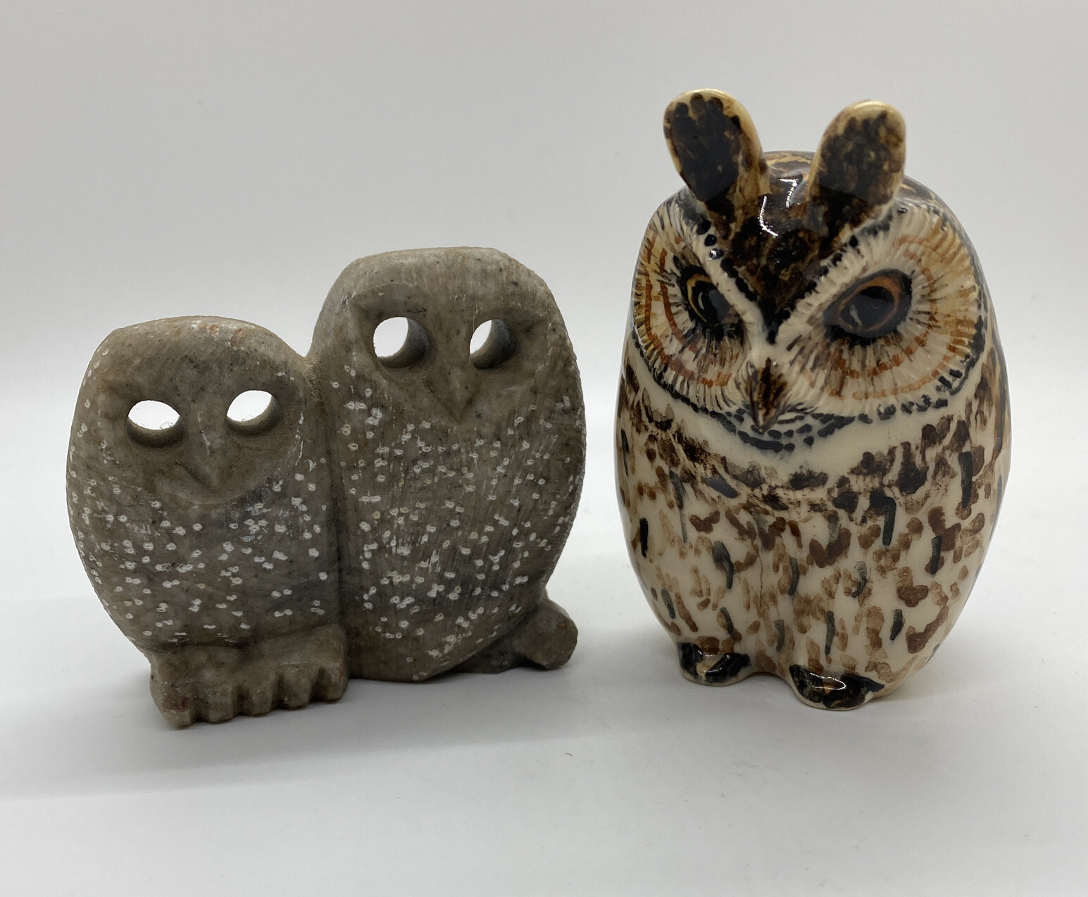 MCM Owl Collection 2 Pottery Figurine / Statue Rhodi Paris Fair Main, Carved