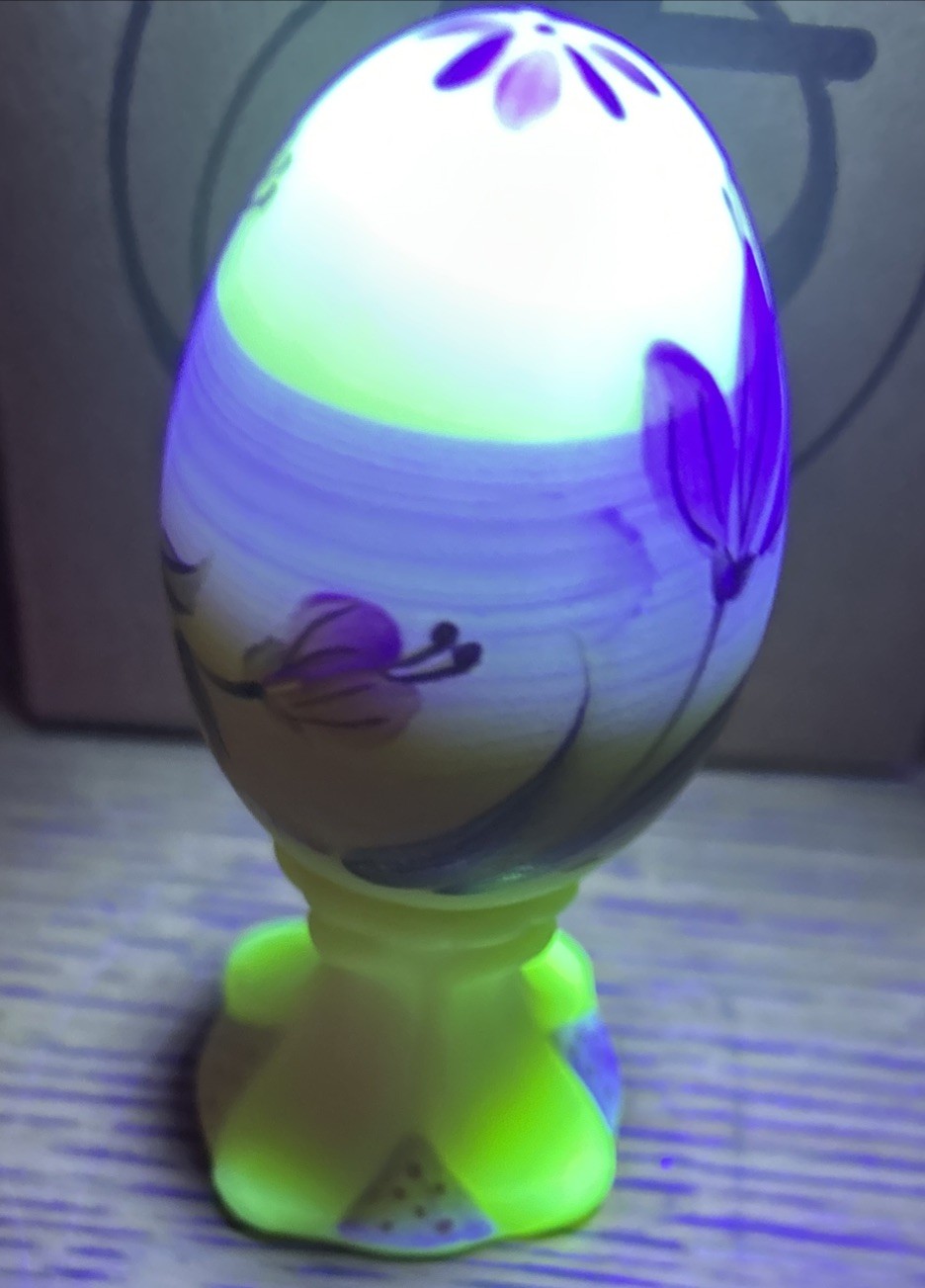 Vintage Fenton Egg Pink Uranium Burmese RARE Flower Hand Painted Signed 718/3000