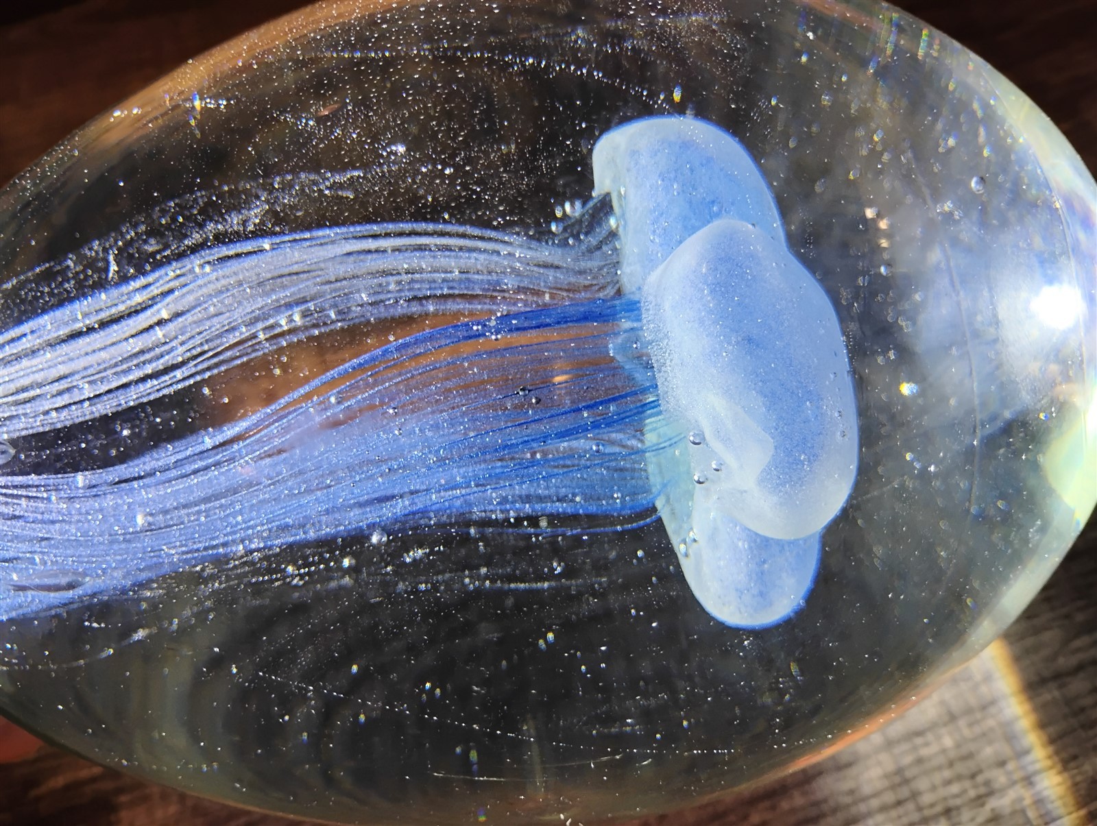 Large and Heavy Triple Jellyfish Glass Paperweight 7″ Tall 5″ Wide 8lb 3 Jellies