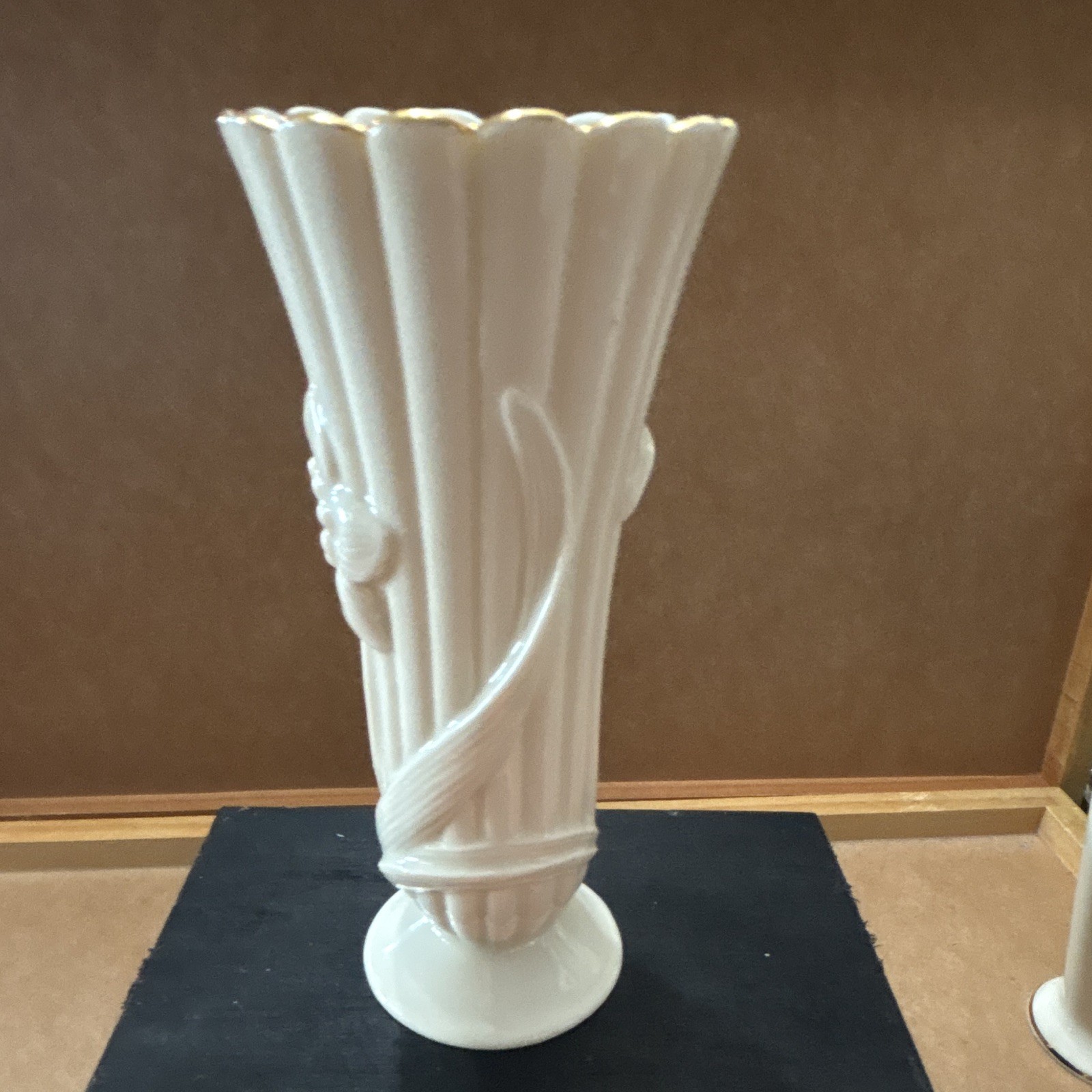Set of 3 Lenox Porcelain Bud Vases with Gold Accent Rim