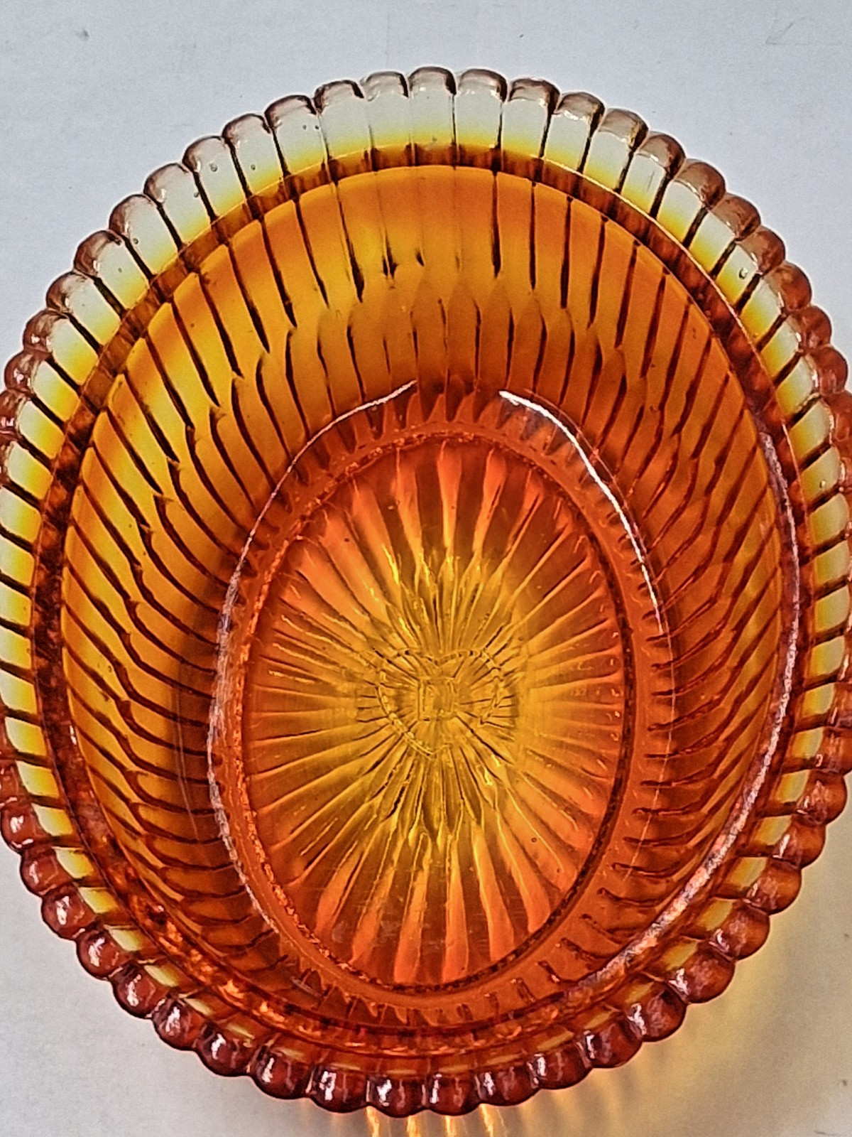 Vintage Amberina Glass Nesting Robin Nest Bird & Berry UV Reactive Covered Dish