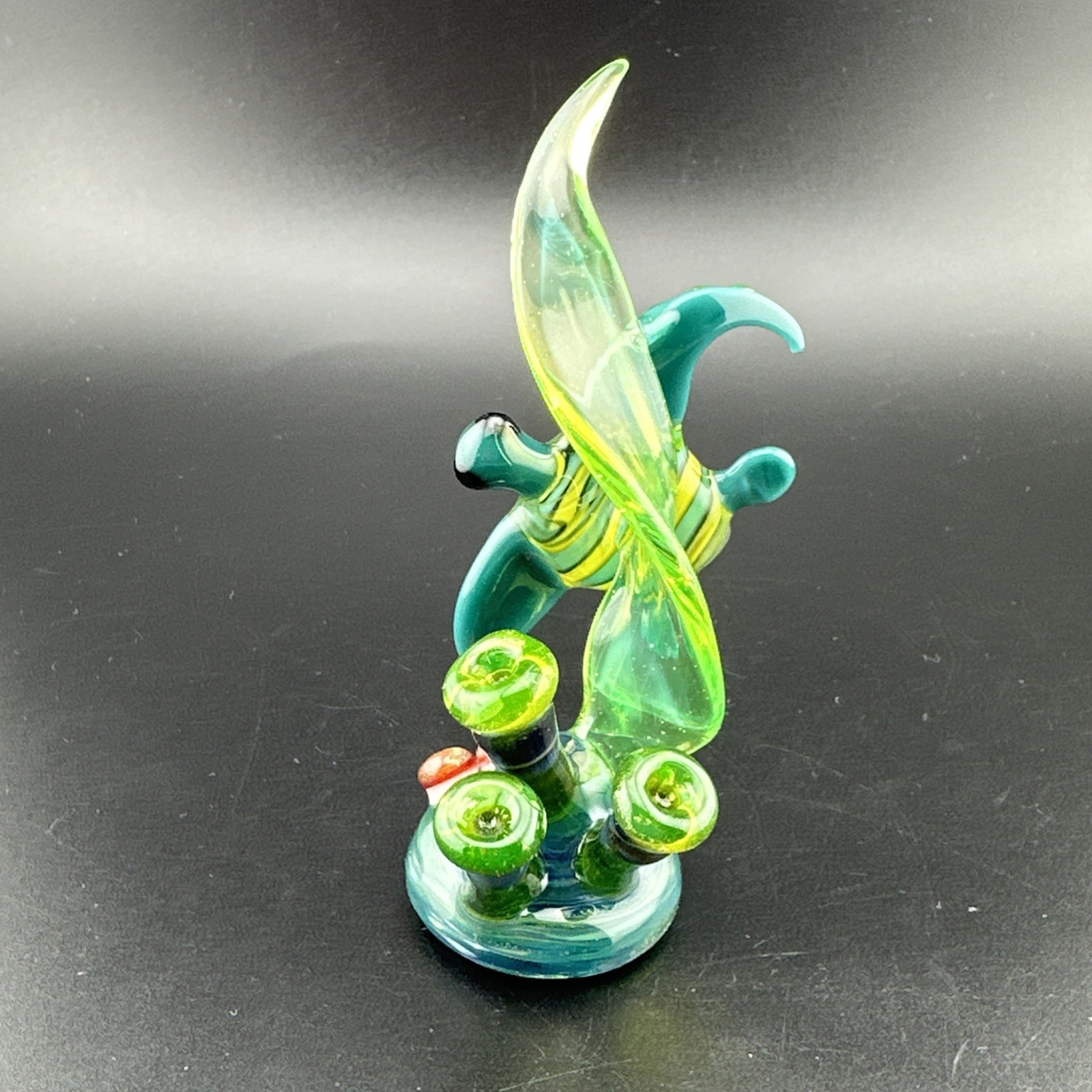 Handblown Uranium Glass Art Sea Turtle Nautical Sculpture UV Reactive Boro Glow