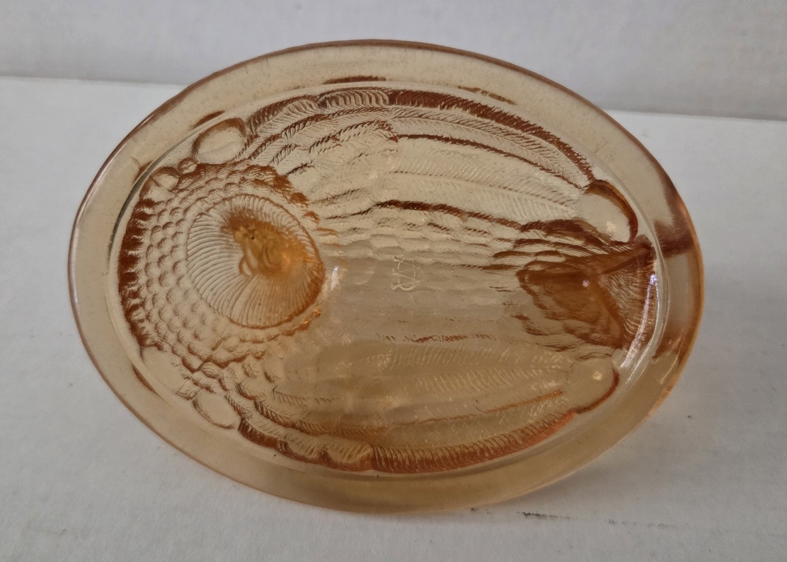 Westmoreland Hen Rooster On Nest Amber Depression Glass 5.5” Excellent Condition