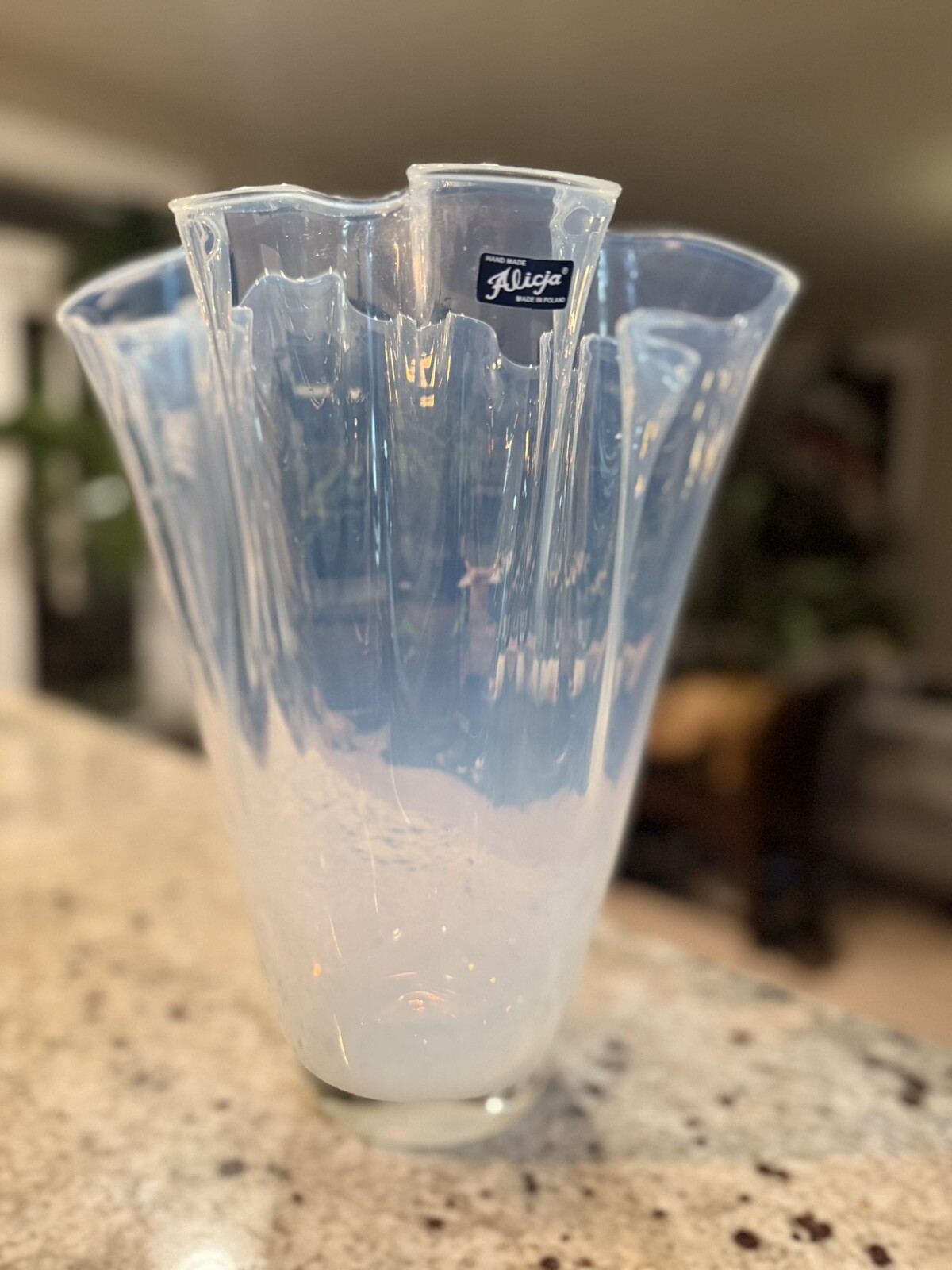 Alicja Of Poland Opalescent Handkerchief Ruffled Vase