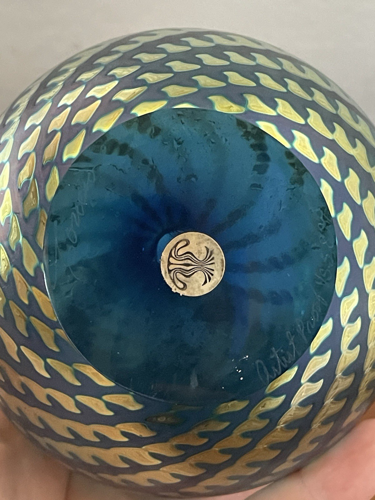 Vintage King Tut SIGNED Artist Proof Steven CORREIA Art Glass Bud Vase 5”