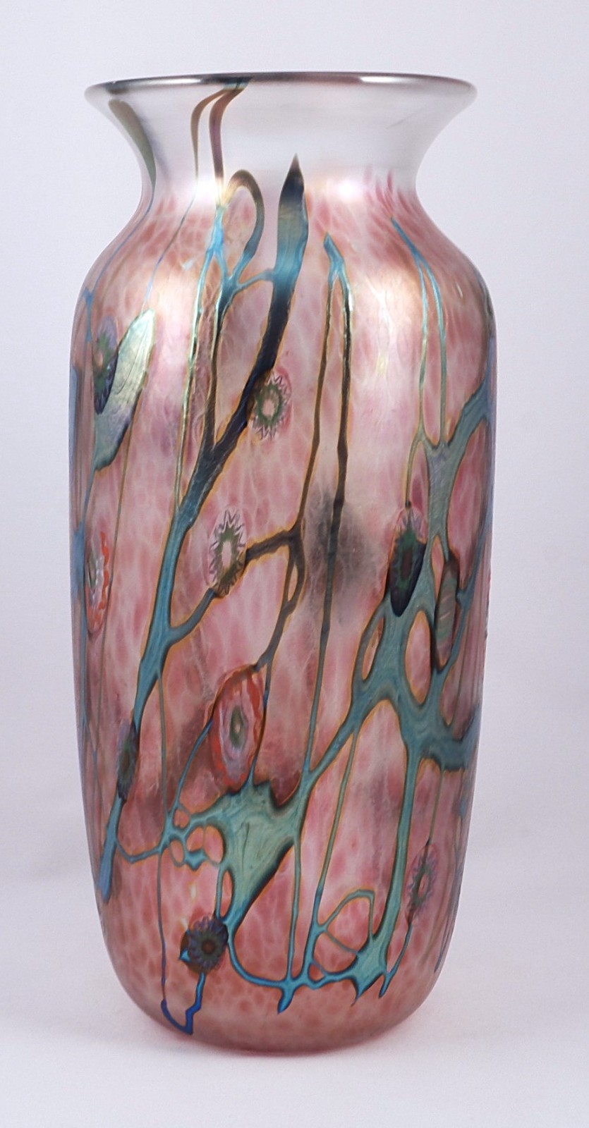 Mario Real Studio signed 10-1/4″ Iridescent Handblown Art Glass Vase