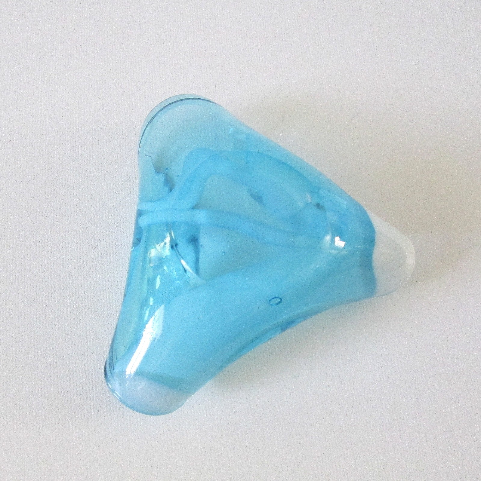 Art Glass Ashtray Blue White Handmade Vintage Glass Trinket Dish 4 Inches