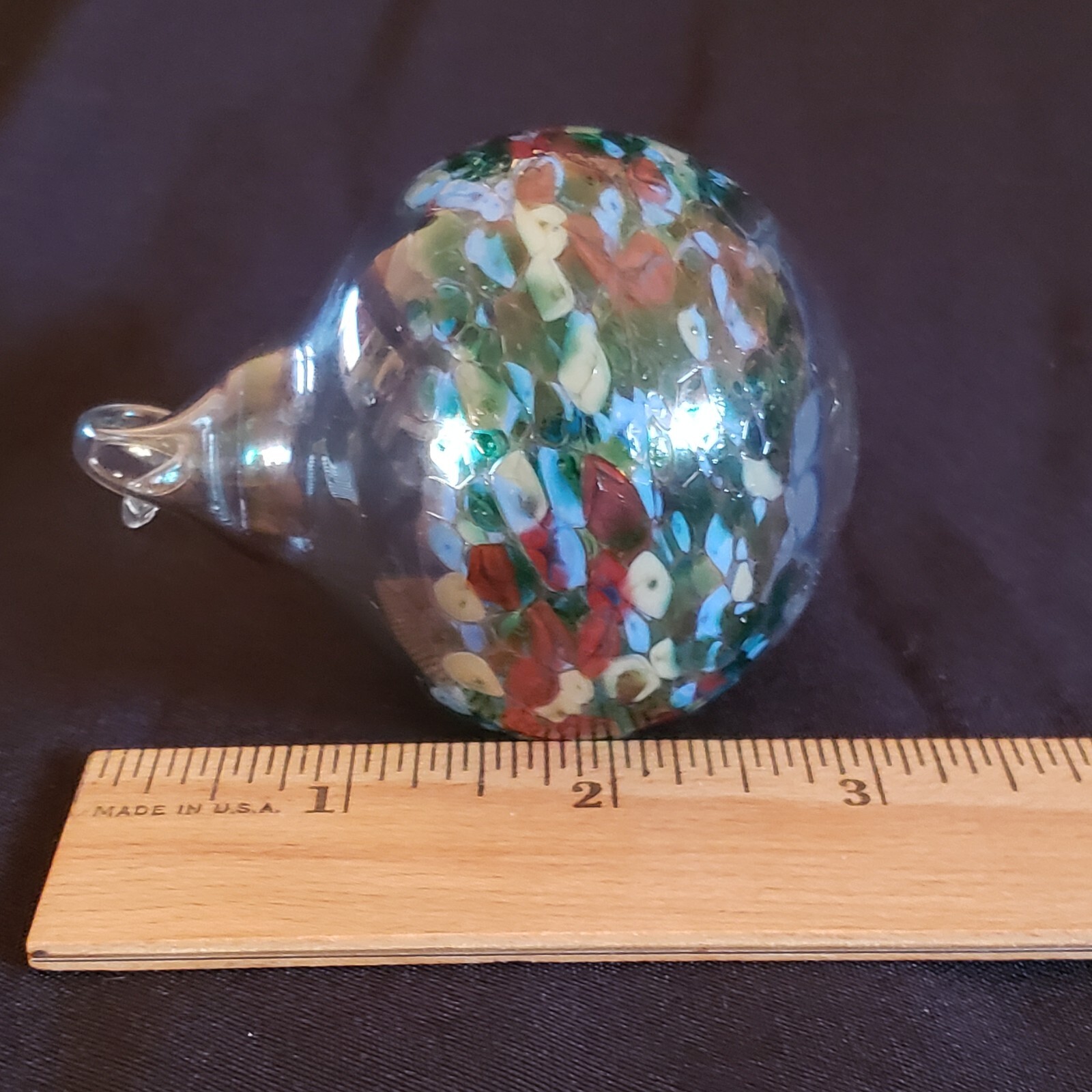 Ornament Art Glass Hand Blown Splashed Color Signed Dated 7-11-97 Heart 3¼” tall