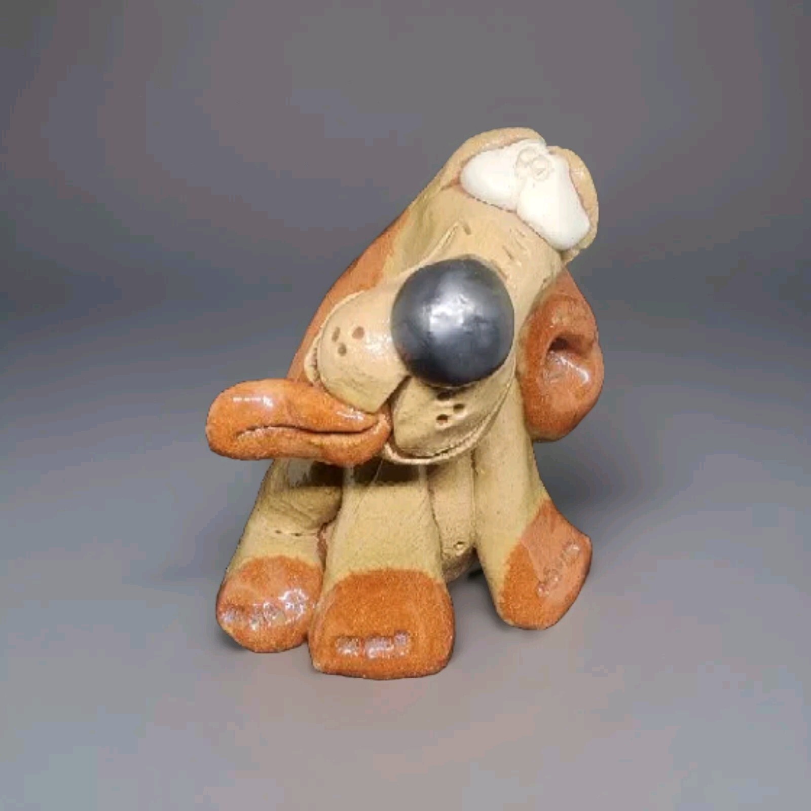 Bill Hicks Pottery Whimsical Dog Scratching Figurine Signed 4”