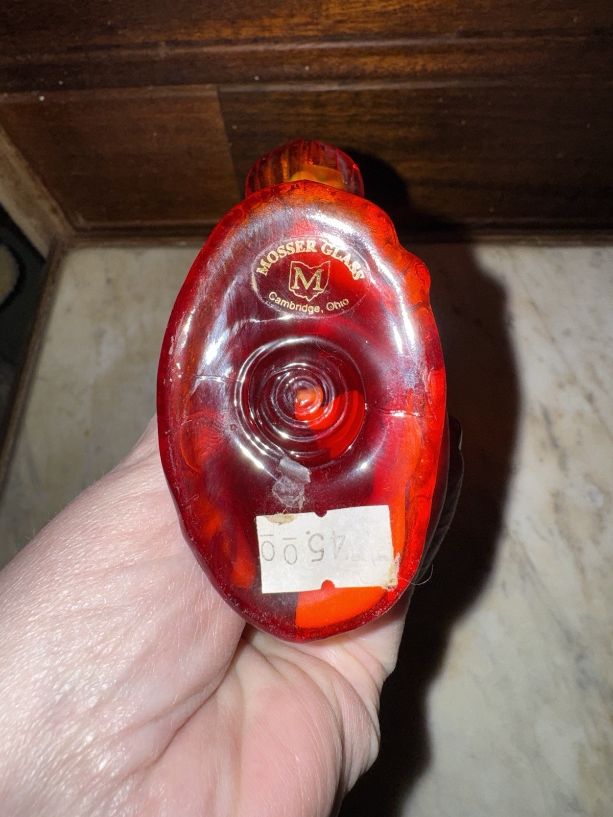 Vintage Mosser Glass Red Cardinal Figure Paperweight 5.5” x 5.5” x 2”