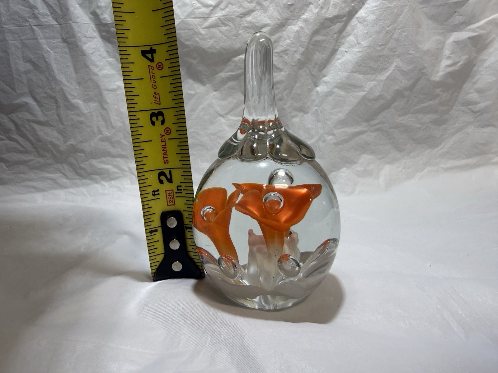1978 Maude and Bob St. Clair Teardrop Floral Paperweight