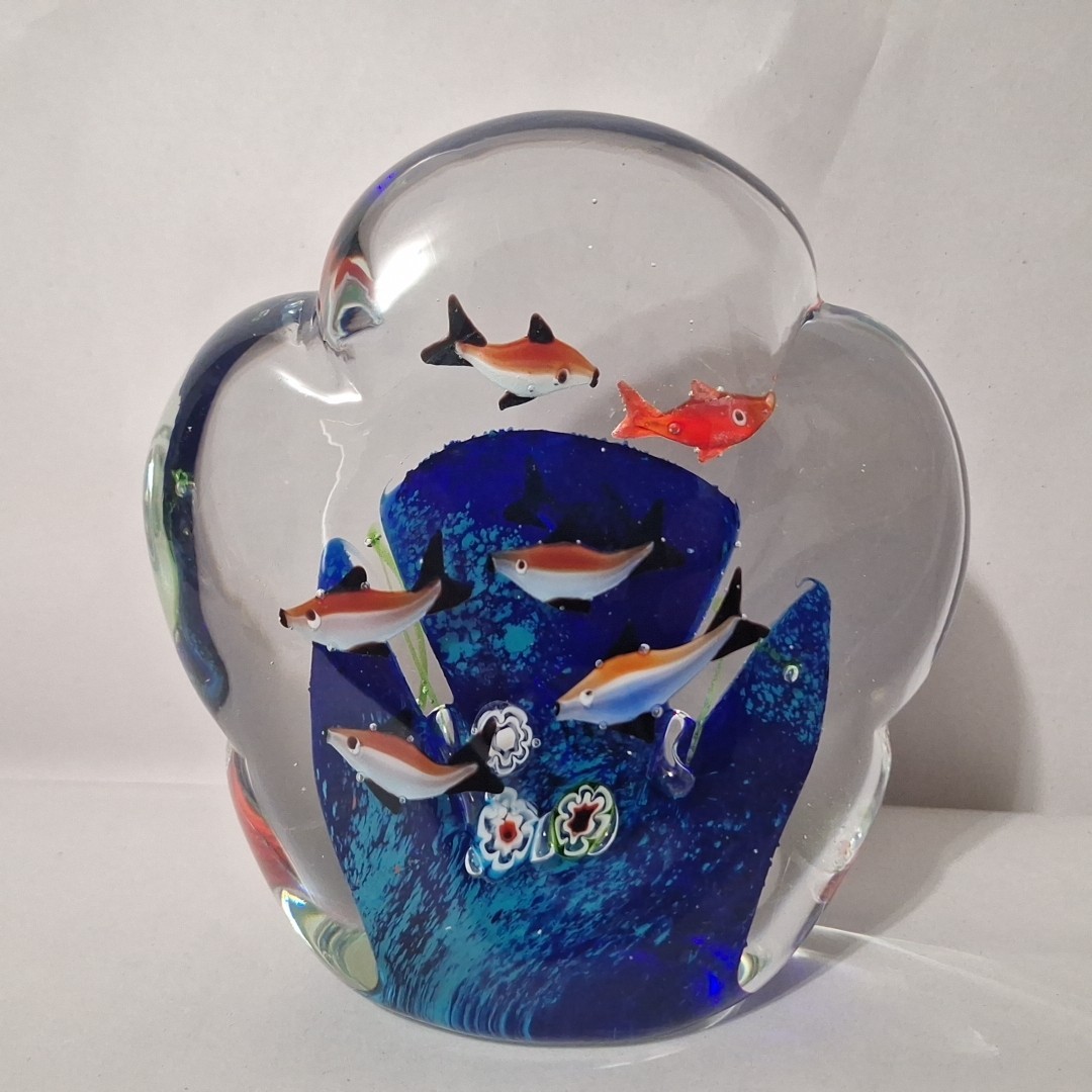 Murano Glass Aquarium Tropical Fish Paperweight/ Sculpture 5.5″x5″ 3lb 4oz