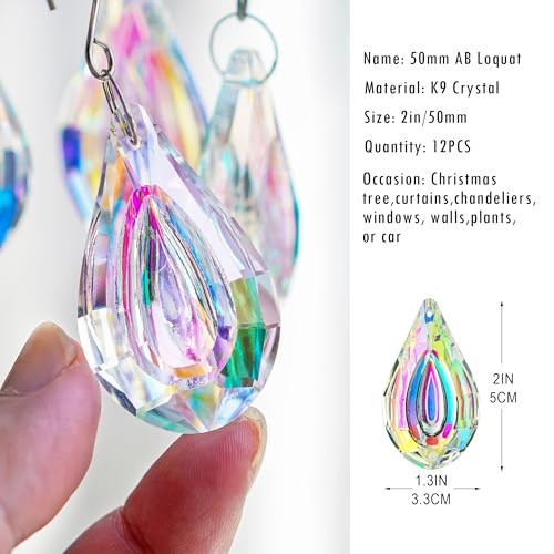 12pcs Suncatcher Crystal 50mm AB Loquat Shape Chandelier 12pcs 50mm Loquat