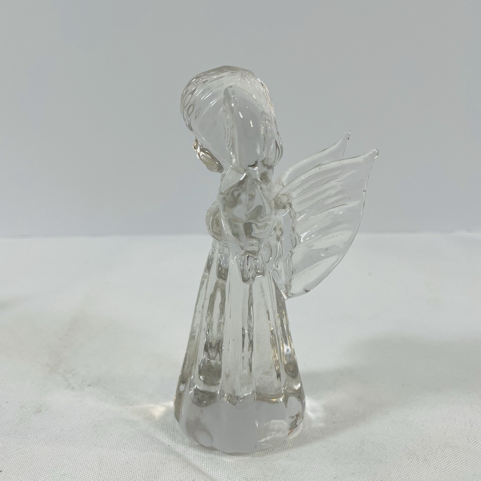 Mikasa crystal glass angel figurine playing harp violin man cherub 3PC