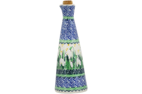 Polish Pottery Bottle 7 oz Snowdrops UNIKAT-Artisanimports|7081