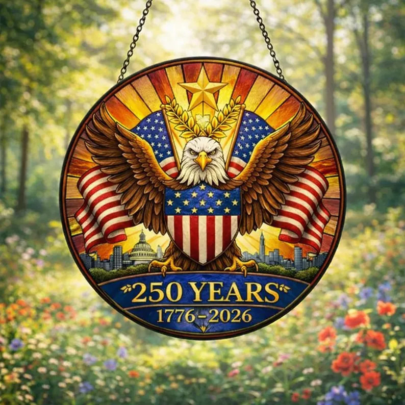 Freedom Suncatcher Glass Patriotic Window Decor Gift